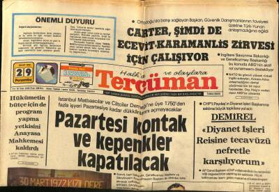 Tercüman Gazetesi 29 Mart 1979 - THY , Geçen Yıl 430 Milyon Lira Zarar Etti GZ65988 - 1