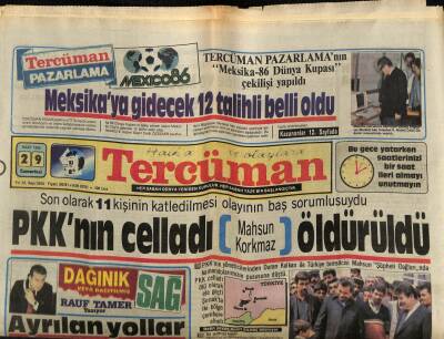 Tercüman Gazetesi 29 Mart 1986 - PKKnın Celladı Mahsun Korkmaz Öldürüldü GZ70674 - 1