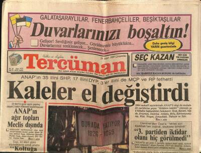 Tercüman Gazetesi 29 Mart 1989 - Özal IMFnin Kurbanı GZ65058 - 1