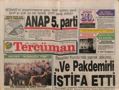 Tercüman Gazetesi 29 Mart 1990 - ..Ve Pakdemirli İstifa Etti GZ83265 - 1