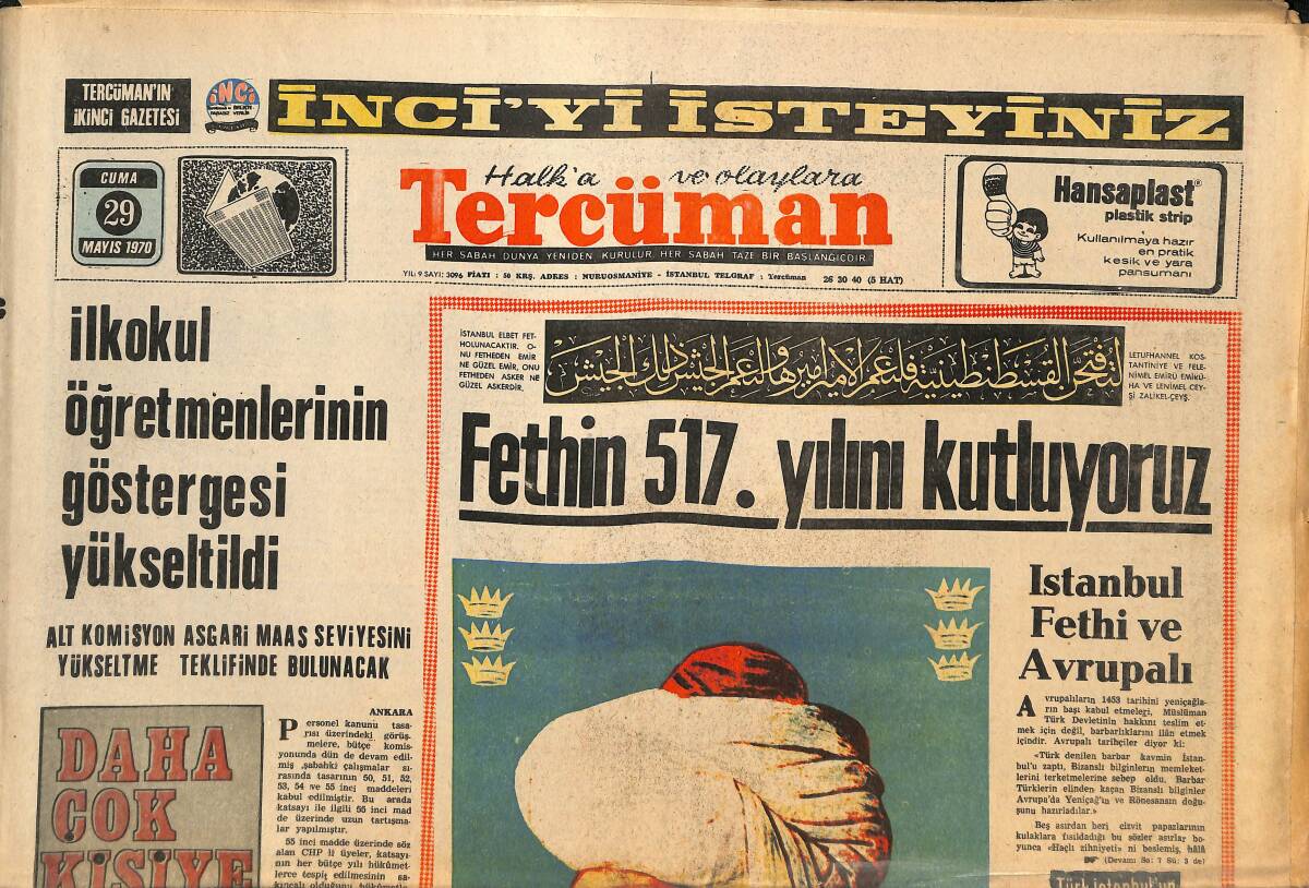 Tercüman Gazetesi 29 Mayıs 1970 - 40 Bin Ayakkabı İmalathanesi Vergi Ödemiyor - Büyük Fetih İçin Bugün Miting Ve Törenler Yapılacak! GZ145960 - 1