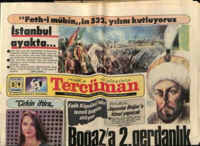 Tercüman Gazetesi 29 Mayıs 1985 - Boğaza 2. Gerdanlık.Fatih Köprüsünün Temeli Atılıyor. Fatihli Binlikler Temmuzda Çıkıyor GZ54110 - 1