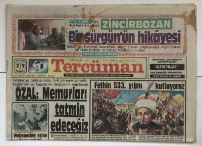 Tercüman Gazetesi 29 Mayıs 1986 - Fethin 533. Yılını Kutluyoruz GZ7924 - 1