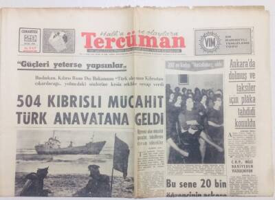 Tercüman Gazetesi 29 Ocak 1966 - 504 Kıbrıslı Mücahit Anavatana Geldi GZ53525 - 1