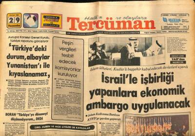 Tercüman Gazetesi 29 Ocak 1981 - İsraille İşbirliği Yapanlara Ekonomik Ambargo Uygulanacak GZ67306 - 2