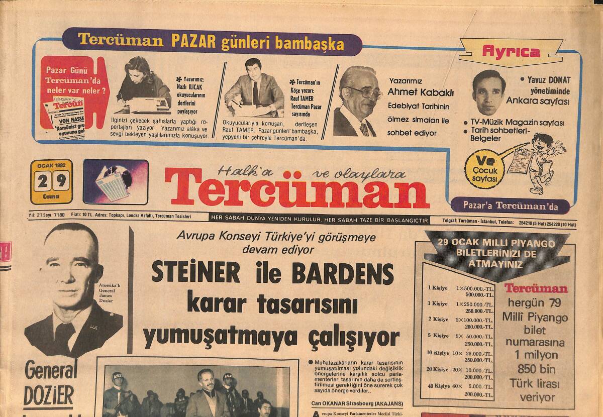 Tercüman Gazetesi 29 Ocak 1982 - Steiner İle Bardens Karar Tasarısını Yumuşatmaya Çalışıyor! - Sovyetler Los Angeles Olimpiyatını Boykota Hazırlanıyor GZ146517 - 1