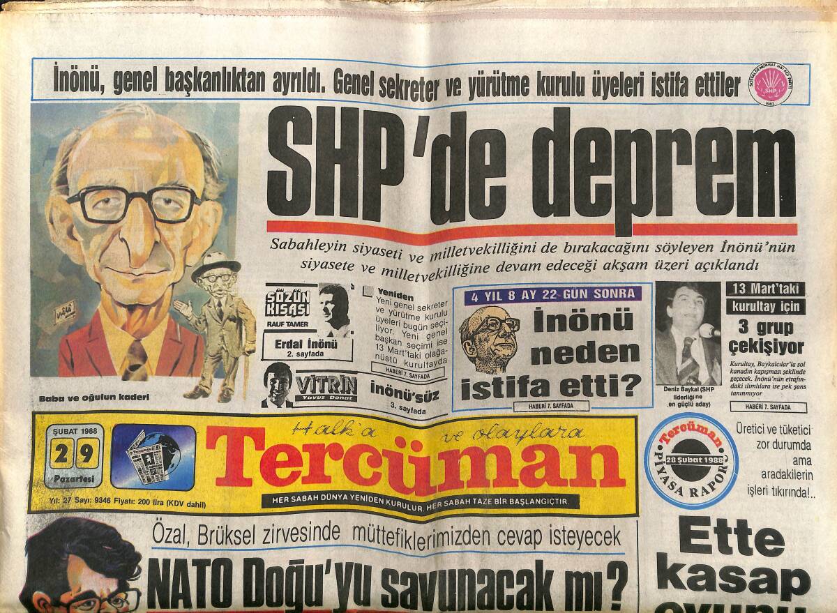 Tercüman Gazetesi 29 Şubat 1988 - Dünya Şampiyonu Naim'in Elinde Görülen Sigara - Hızır Tanju - NATO Doğu Anadolu'yu Savunacak Mı? GZ150219 - 1
