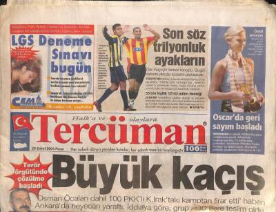 Tercüman Gazetesi 29 Şubat 2004 - MGKda Erbakanı Öfkelendiren Soru - Türkmenlerin Direniş Zinciri GZ93656 - 1