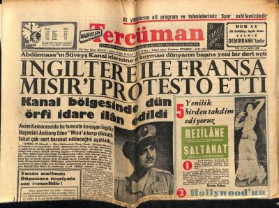 Tercüman Gazetesi 29 Temmuz 1956 - İngiltere İle Fransa Mısırı Protesto Etti GZ53981 - 1