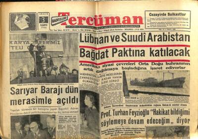 Tercüman Gazetesi 3 Aralık 1956 - Sarıyar Barajı Törenle Açıldı GZ54740 - 1