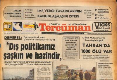 Tercüman Gazetesi 3 Aralık 1978 - İran , Muharrem Ayına Kanlı Girdi , Tahranda 1000 Ölü Var GZ90619 - 1