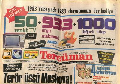 Tercüman Gazetesi 3 Aralık 1982 - Düğüm Çözülüyor,Terör Üssü Moskova GZ53844 - 1