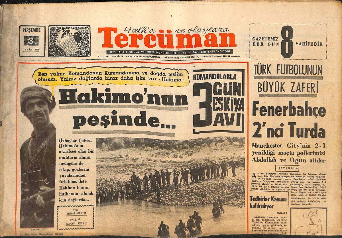 Tercüman Gazetesi 3 Ekim 1968 - Hamido AP'DEN İhraç Ediliyor! - Cemal Kamacı Nakvtla Galip GZ145804 - 1