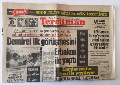 Tercüman Gazetesi 3 Ekim 1974 - Demirel İlk Görüşmesini Erbakan İle Yaptı GZ11170 - 2