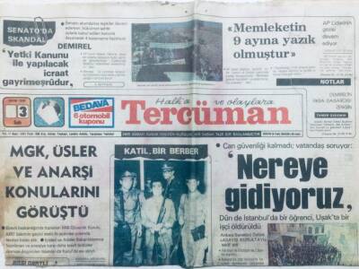 Tercüman Gazetesi 3 Ekim 1978 - Can Güvenliği Kalmadı,Nereye Gidiyoruz GZ42607 - 1