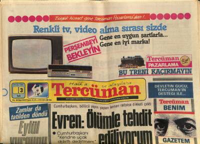 Tercüman Gazetesi 3 Eylül 1985 - Vural Arıkan Her Mükellef Vergi Kaçırmayı Düşünür - Altın Ve Dolar Atakta GZ118061 - 1