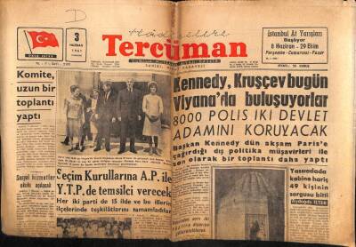 Tercüman Gazetesi 3 Haziran 1961 - 8000 Polis İki Devlet Adamını Koruyacak GZ55319 - 1