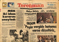 Tercüman Gazetesi 3 Haziran 1981 - MGK İki idam Kararını Onayladı GZ70015 - 2