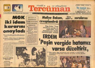 Tercüman Gazetesi 3 Haziran 1981 - Türkmen , Bağdatta İkili Temaslarını Sürdürüyor - MGK İki İdam Kararını Onayladı GZ127715 - 1