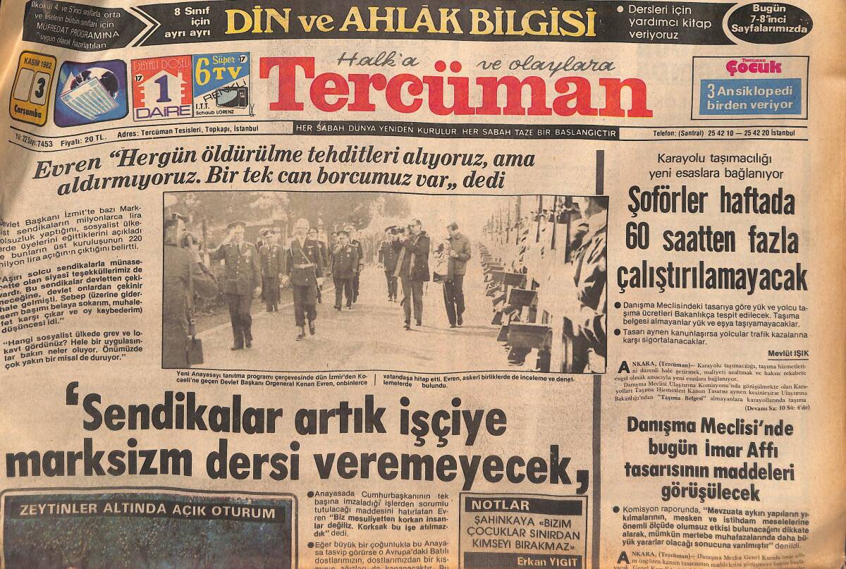 Tercüman Gazetesi 3 Kasım 1982 - Süleyman Demirel 59 Yaşında - Galatasaray Avrupa'da Tatsız Rövanş GZ132761 - 1