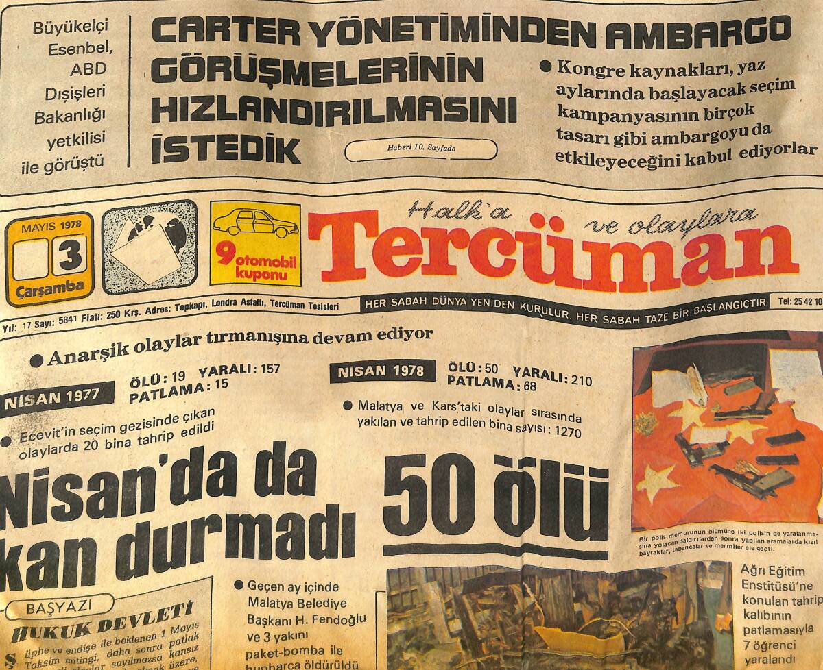 Tercüman Gazetesi 3 Mayıs 1978 - CHP Grubunda Özaydınlı'nın İstifası İstendi - Levent Kırca'nın En Büyük Yardımcısı 