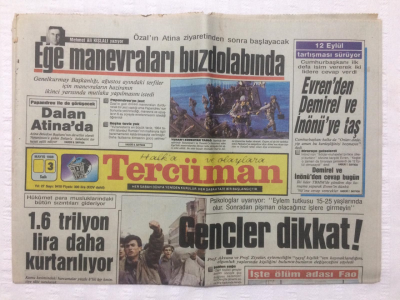 Tercüman Gazetesi 3 Mayıs 1988 - Ege Manevraları Buzdolabında - GZ17324 - 1