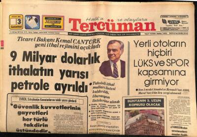 Tercüman Gazetesi 3 Ocak 1981 - Yerli Otoların Hiç Biri Lüx Ve Spor Kapsamına Girmiyor GZ54292 - 1