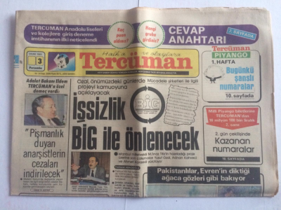 Tercüman Gazetesi 3 Ocak 1985 - Özalın KapıcısıOrtadirek Çöktü - GZ15147 - 2