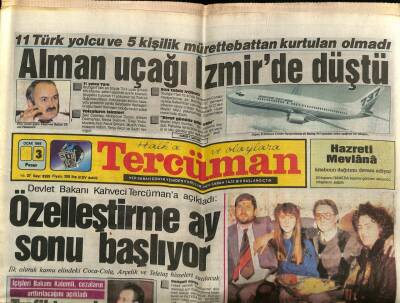 Tercüman Gazetesi 3 Ocak 1988 - 11 Türk Yolcu Ve 5 Kişilik Mürettebattan Kurtulan Olmadı Alman Uçağı İzmirde Düştü GZ67155 - 2