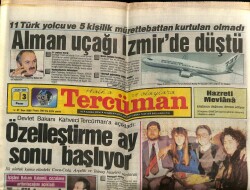 Tercüman Gazetesi 3 Ocak 1988 - 11 Türk Yolcu Ve 5 Kişilik Mürettebattan Kurtulan Olmadı Alman Uçağı İzmirde Düştü GZ67155 - 1