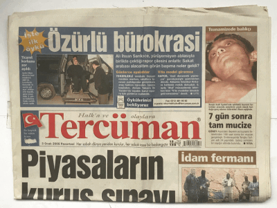 Tercüman Gazetesi 3 Ocak 2005 - İdam Fermanı GZ5842 - 2