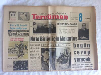 Tercüman Gazetesi 3 Şubat 1964 - NATO Birliği İçin Makarios Bugün Cevap Verecek GZ73649 - 1