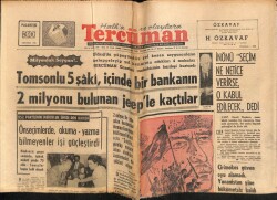 Tercüman Gazetesi 30 Ağustos 1965 - Tomsonlu 5 Şaki , İçinde Bir Bakanın 2 Milyonu Bulunan Jeeple Kaçtılar GZ70849 - 1