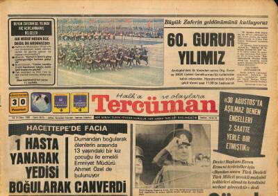 Tercüman Gazetesi 30 Ağustos 1982 - Evrenin Gezisinden Fotoğraflar - Hacettepede Facia GZ126141 - 1