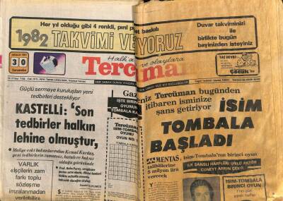 Tercüman Gazetesi - 30 Aralık 1981 - Tombalayı Cüneyt Arkın Çekti GZ110216 - 1
