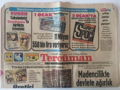 Tercüman Gazetesi 30 Aralık 1982 - 1982 Türk Sporu 14 Dalda 142 Madalya GZ10644 - 2
