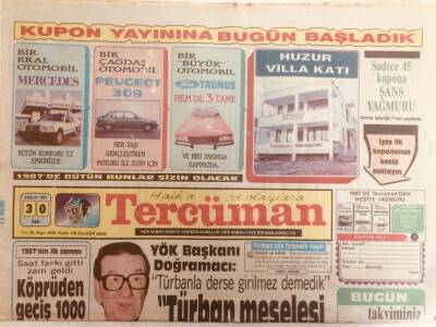 Tercüman Gazetesi 30 Aralık 1986 - Yök Başkanı DoğramacıTürbanla Derse Girilmez Demedik GZ38851 - 1
