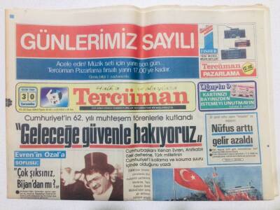Tercüman Gazetesi 30 Ekim 1985 - 12. Genel Nüfus Sayımı, Nüfus Arttı Gelir Azaldı GZ53529 - 1