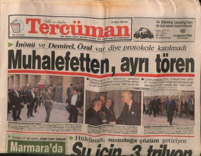 Tercüman Gazetesi 30 Ekim 1990 - İnönü Ve Demirel , Özal Var Diye Protokole Katılmadı GZ113556 - 1