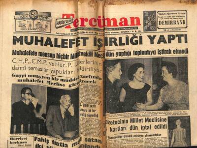 Tercüman Gazetesi 30 Haziran 1956 - Muhalefet İşbirliği Yaptı,Meclisin Yaptığı Toplantıya İştirak Etmedi GZ54004 - 1