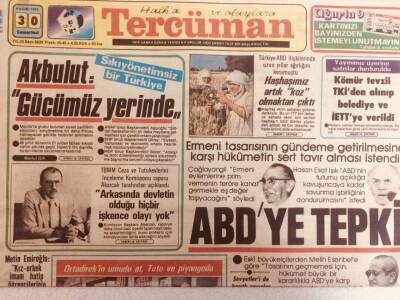 Tercüman Gazetesi 30 Kasım 1985 - ABDye Tepki GZ38852 - 1