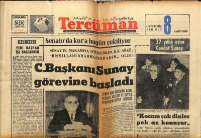 Tercüman Gazetesi 30 Mart 1966 - Cumhurbaşkanı Sunay Görevine Başladı GZ54771 - 1