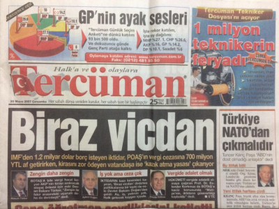 Tercüman Gazetesi 30 Mayıs 2007 - Biraz Vicdan, Türkiye Natodan Çıkmalı GZ27679 - 1
