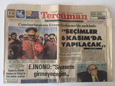 Tercüman Gazetesi 30 Nisan 1983 - Evren Seçimler 6 Kasımda Yapılacak GZ10666 - 2