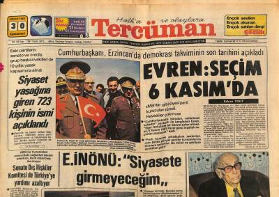 Tercüman Gazetesi 30 Nisan 1983 - Siyaset Yasağına Giren 723 Kişinin İsmi Açıklandı GZ69973 - 1