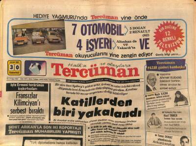 Tercüman Gazetesi 30 Ocak 1982 - Fransızlar Kilimciyanı Serbest Bıraktı GZ67269 - 1