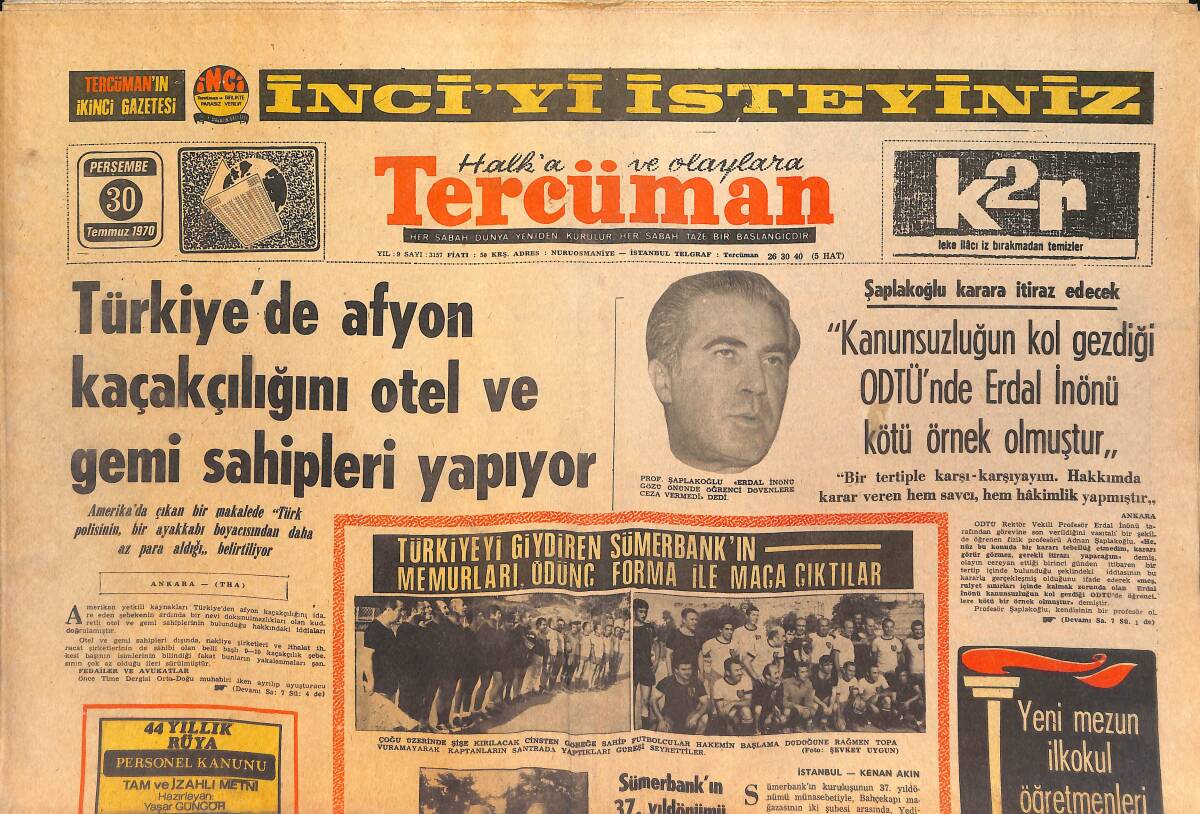 Tercüman Gazetesi 30 Temmuz 1971 - Füze Üssünde Casus Rus Gemisi Gözüktü - Türkiye'de Afyon Kaçakçılığı Otel Ve Gemi Sahipleri Yapıyor GZ145590 - 1