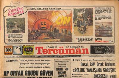 Tercüman Gazetesi 30 Temmuz 1977 - Ünsal , CHP Ortak Grubuna Politik Yanlışları Görüşme Önergesi Verdi GZ85714 - 1