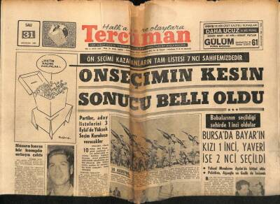Tercüman Gazetesi 31 Ağustos 1965 - İnsanoğlu 1969da Aya İnecek GZ70850 - 1