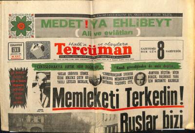Tercüman Gazetesi 31 Ağustos 1968 - Memleketi Terkedin! Ruslar Bizi Sibiryaya Sürecek GZ54841 - 1